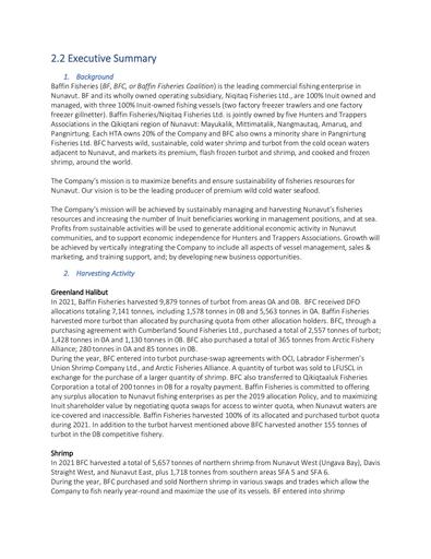 Baffin Fisheries Coalition Public Executive Summary
